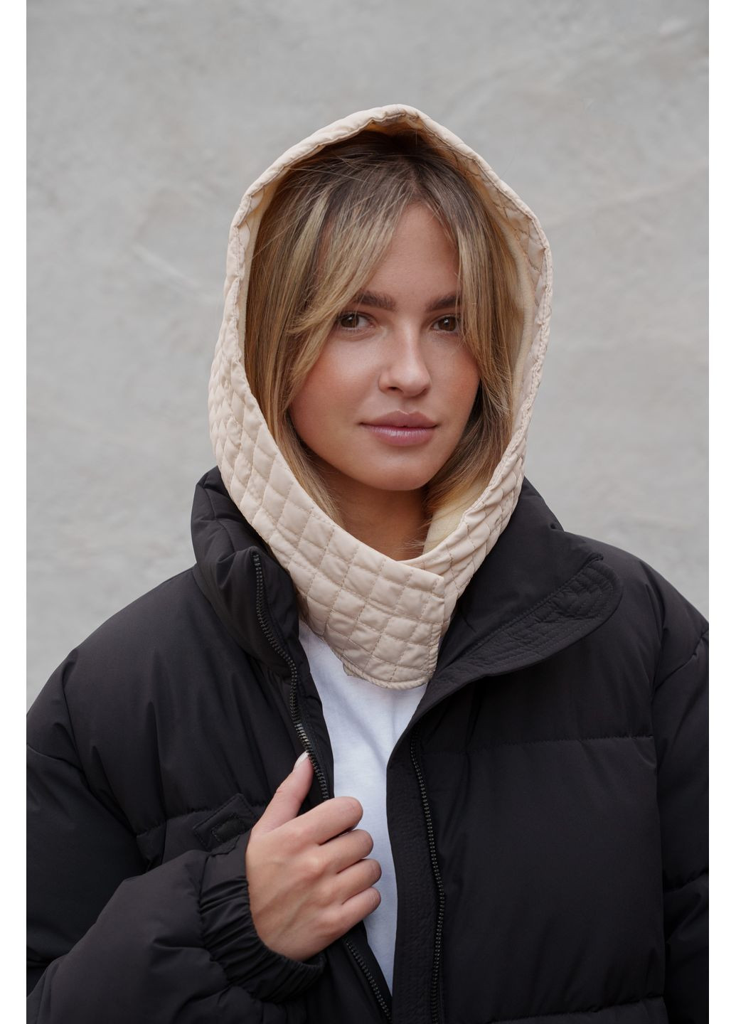 Тепла Шапка Капюшон Капор На Флісі В Велику Клітинку Jesica Without (364670530)