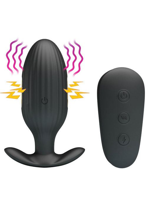 Анальна пробка з вібрацією та електростимуляцією з пультом керування Electro STYM Vibrator LyBaile (317747856)