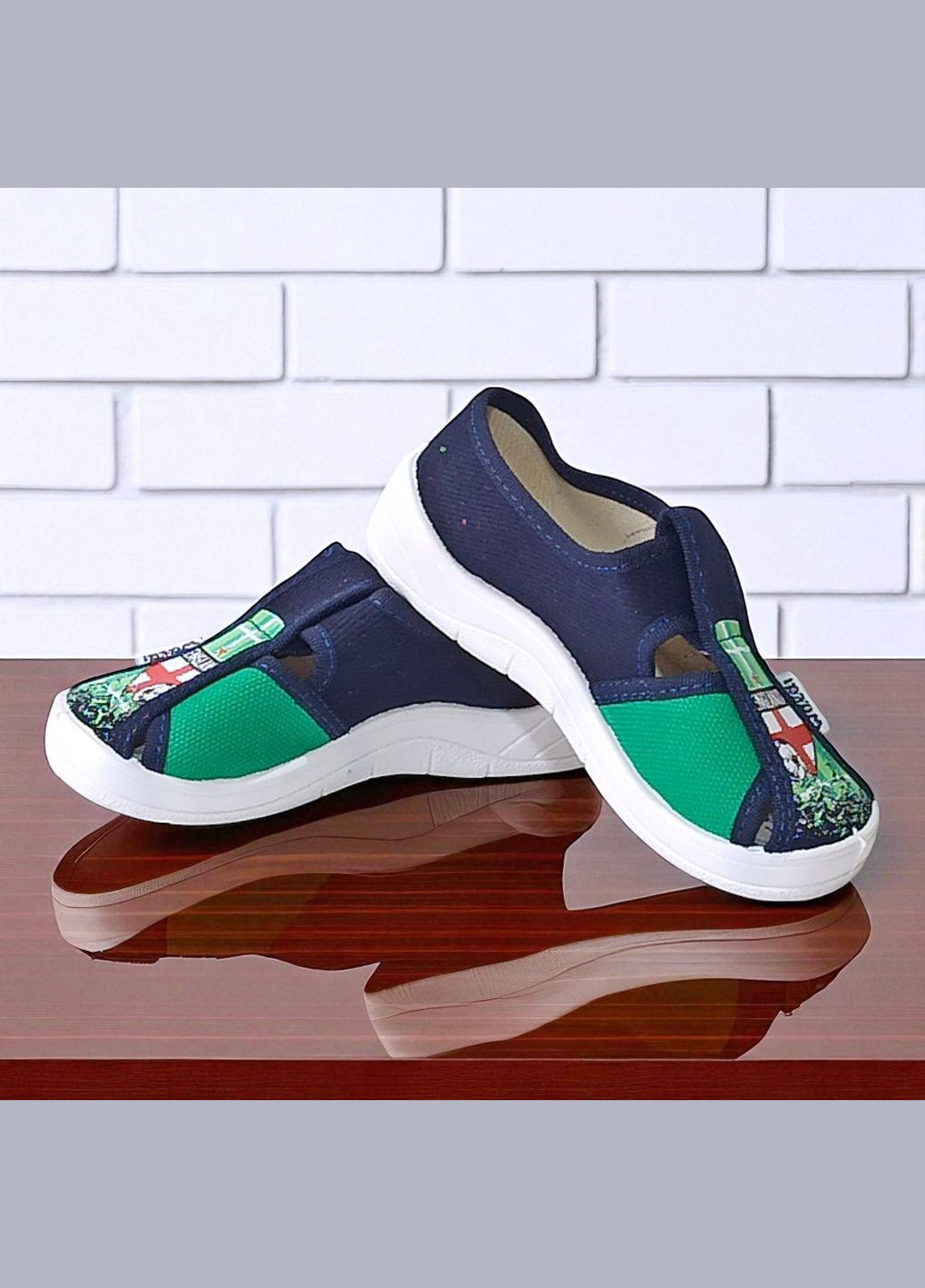 Синие ортопедические тапочки на липучке для мальчика сменная обувь в садик сменка валди Waldi