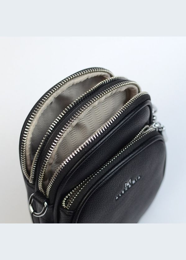 Міні сумочка жіноча для телефону чорна вертикальна на три відділення Alex&Mia (338182402)