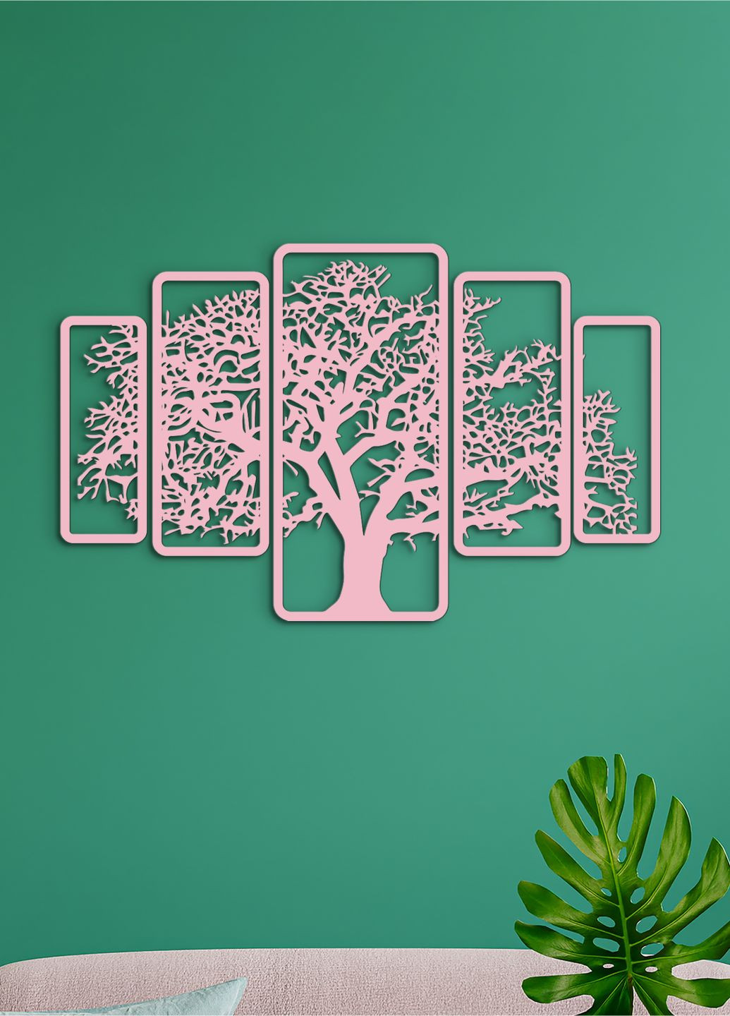 Настенный декор для дома, картина лофт "Дерево картина из 5 частей", декоративное панно 40х65 см Woodyard (292113371)