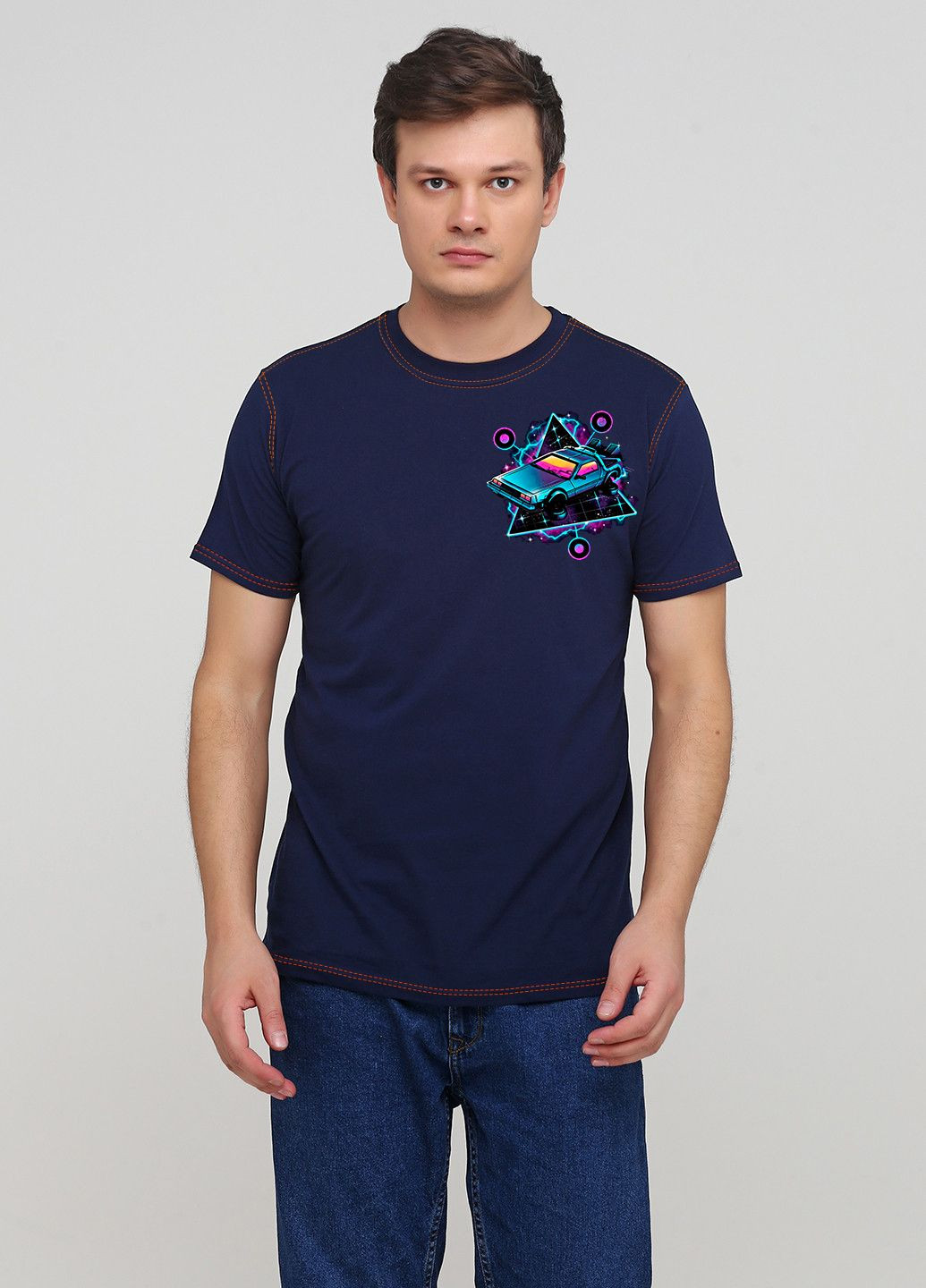 Темно-синяя мужская футболка с принтом с коротким рукавом Malta