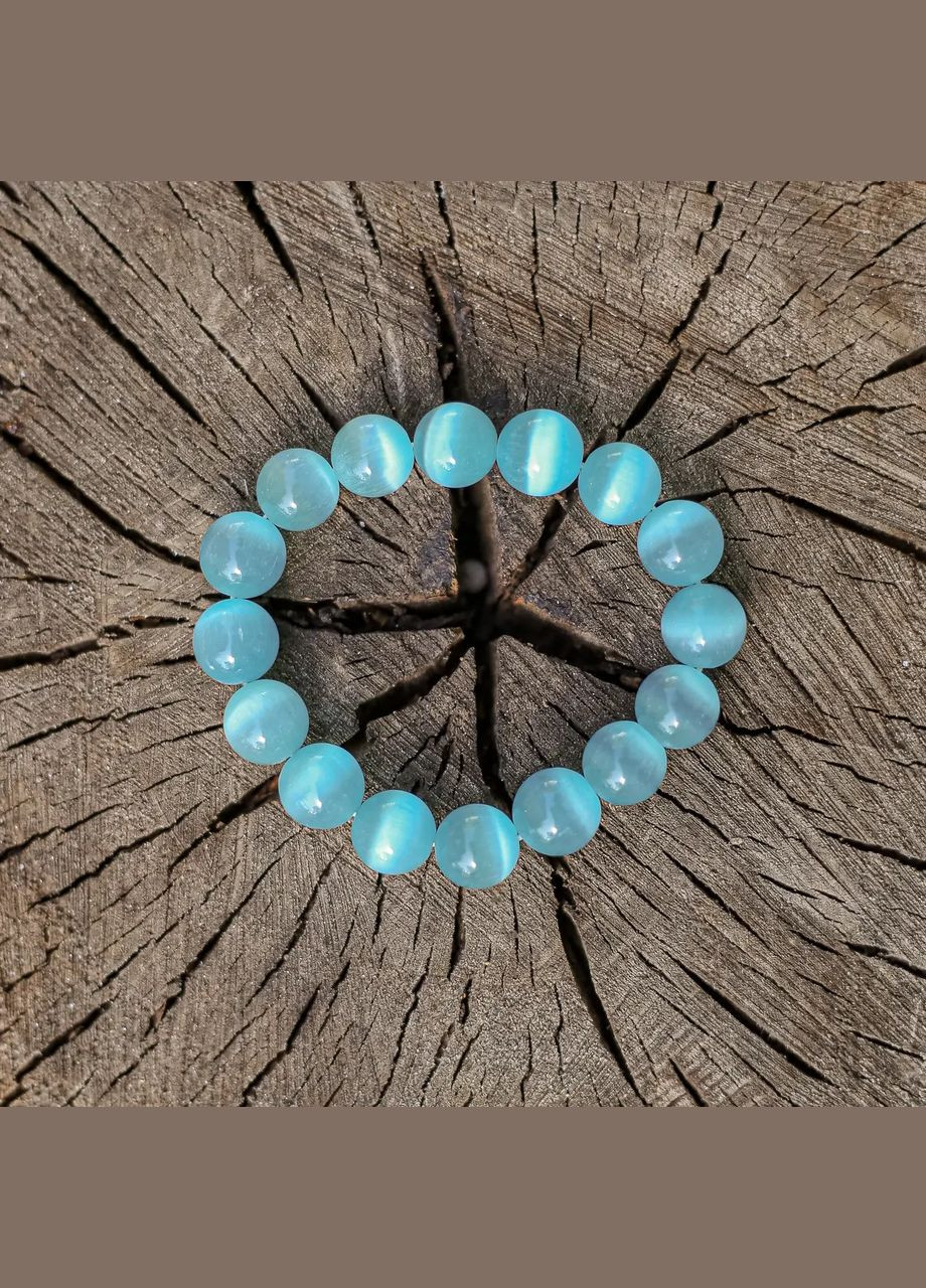 Браслет на гумці Котяче Око блакитне d-10мм обхват 18см No Brand Браслет (315440149)