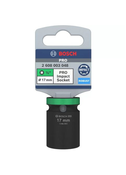 Ударная торцевая головка Pro Impact Socket Standard (1/2", 17х38 мм) накидная головка 6-гранная (26519) Bosch (364193903)