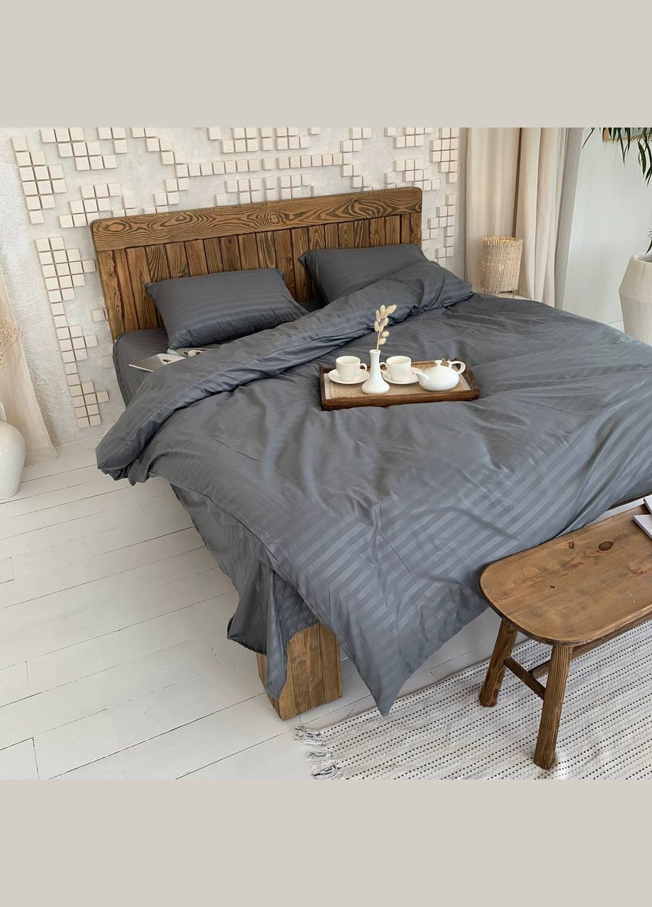 Двуспальный КПБ микро страйп сатин "Графит" (175х210, 70х70) Glav Textile (297365337)