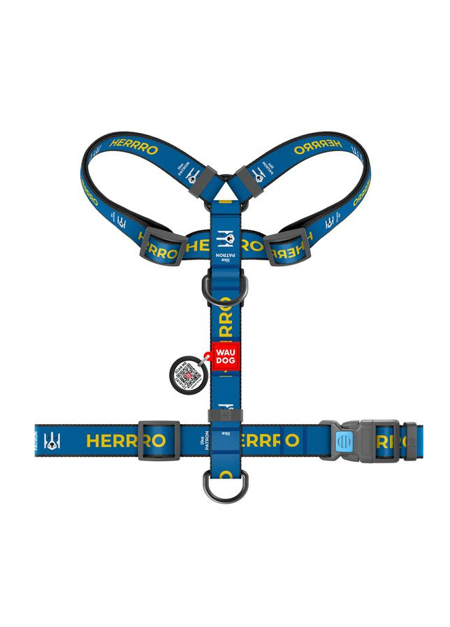 Шлея H-подібна Nylon з QR-паспортом, принт «Патрон», пластиковий фастекс, L, Ш 25 мм, А 50-90, В 60-100 см WAUDOG (322125127)