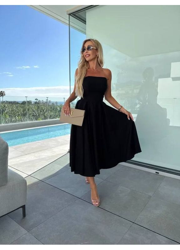 Чорна святковий, вечірня, кежуал жіноча сукня з пишною спідницею No Brand однотонна