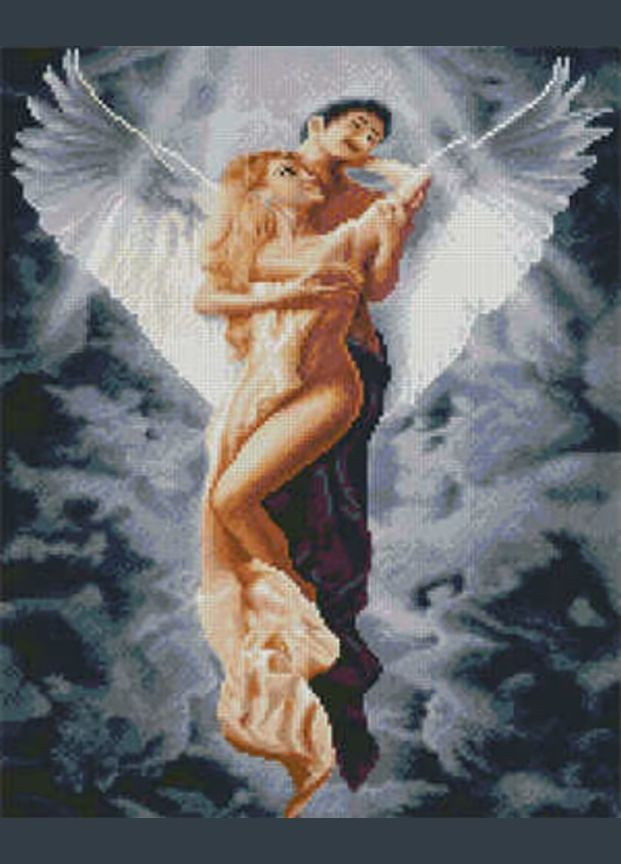 Алмазна мозаїка Янгольське кохання 40х50 см Набір алмазної вишивки квадратними стразами на підрамнику L-061 Strateg (313402599)