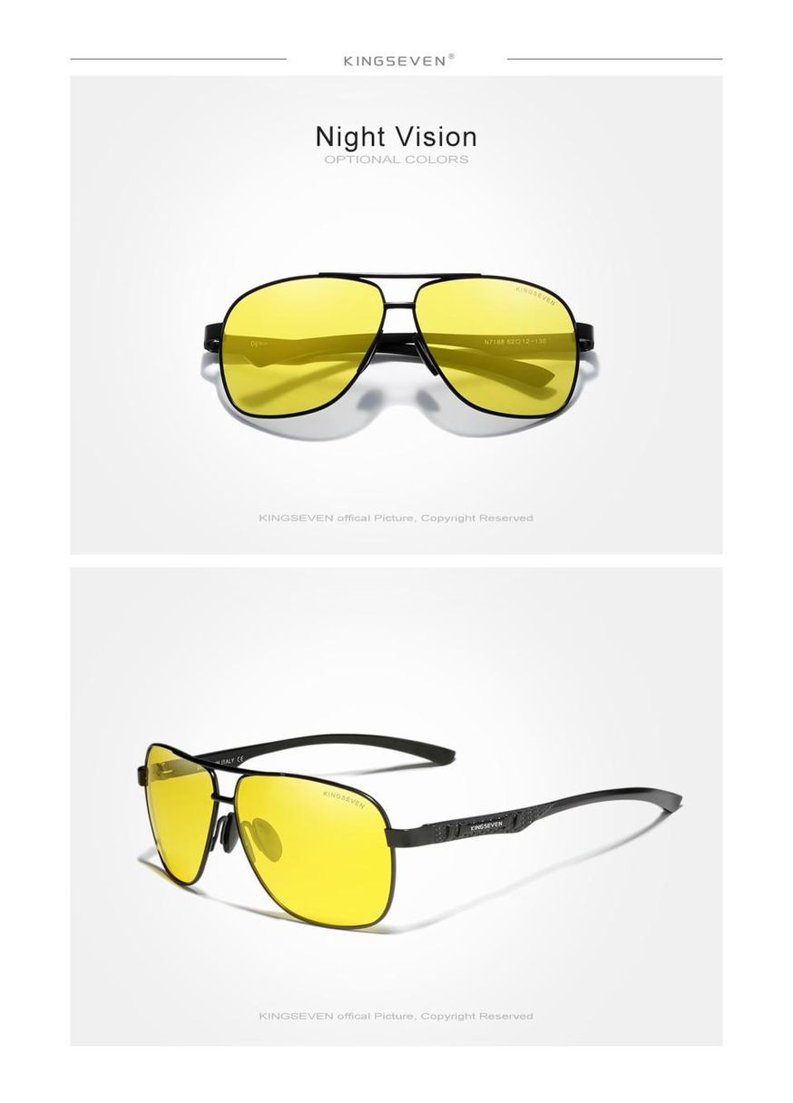Сонцезахисні окуляри Авіатор в класичній оправі з поляризованими лінзами N7188 Night DESIGN KINGSEVEN (299332660)