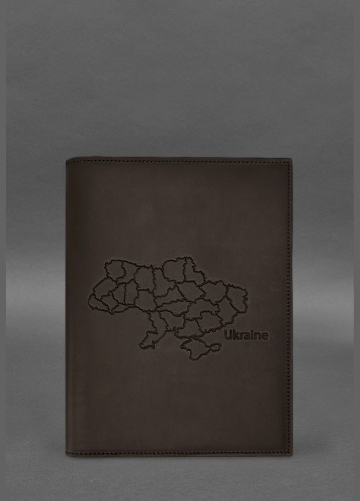 Шкіряна обкладинка для нотаріального реєстру з мапою України темно-коричнева Crazy Horse (A-028882) BlankNote (328961607)