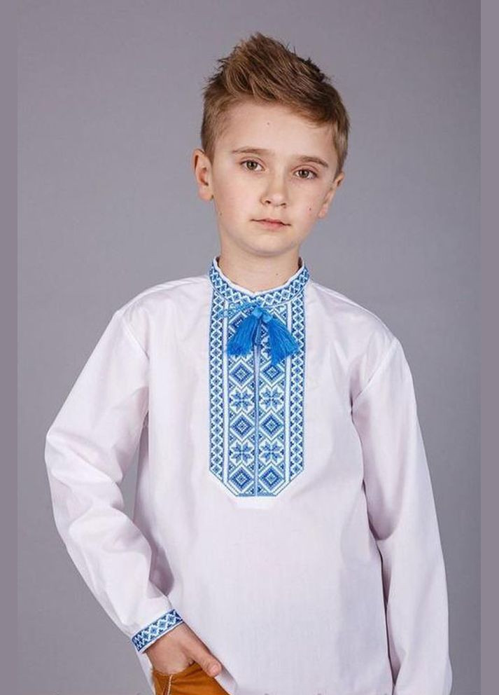 Синяя вышиванка на мальчика цвет белый cb-00117558 Козачок поплин (319121790)