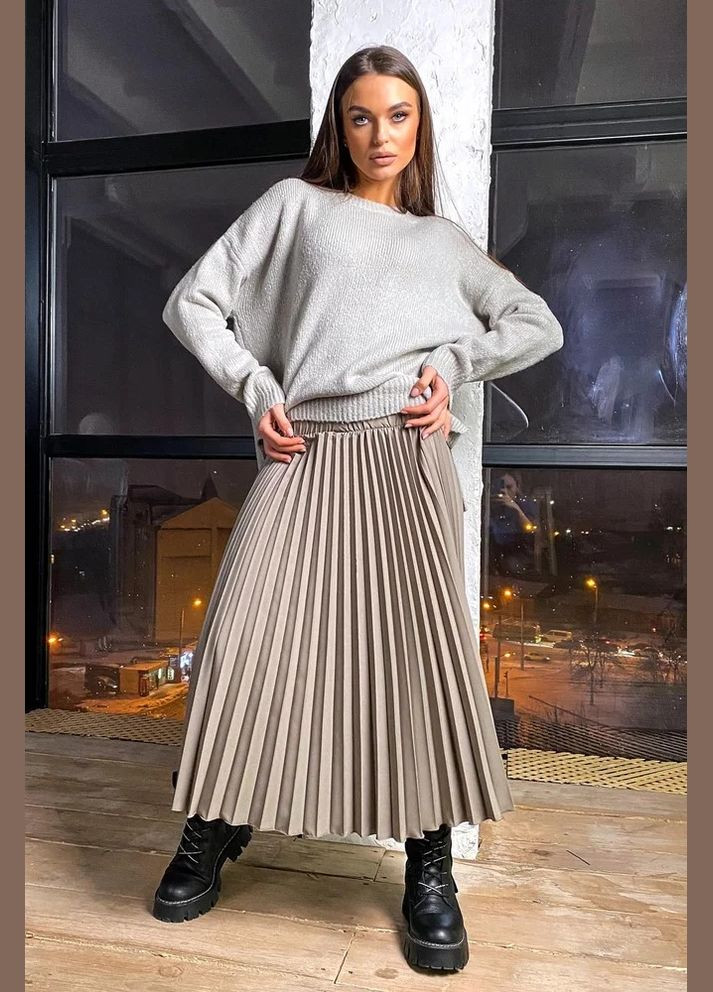 Серая кэжуал однотонная юбка Seventeen а-силуэта (трапеция)