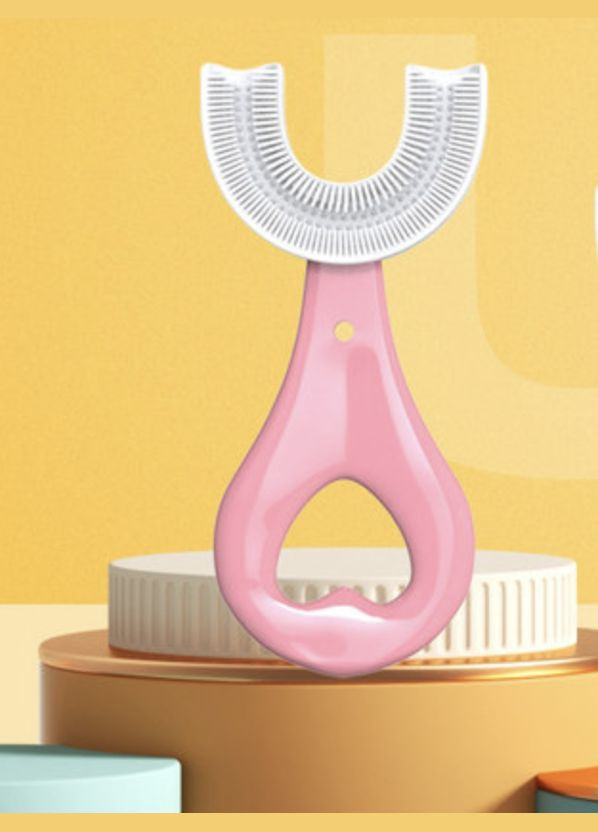 Прорізувач зубів U-подібна щітка капа 1-6 років на 360 градусів рожева No Brand (306728945)