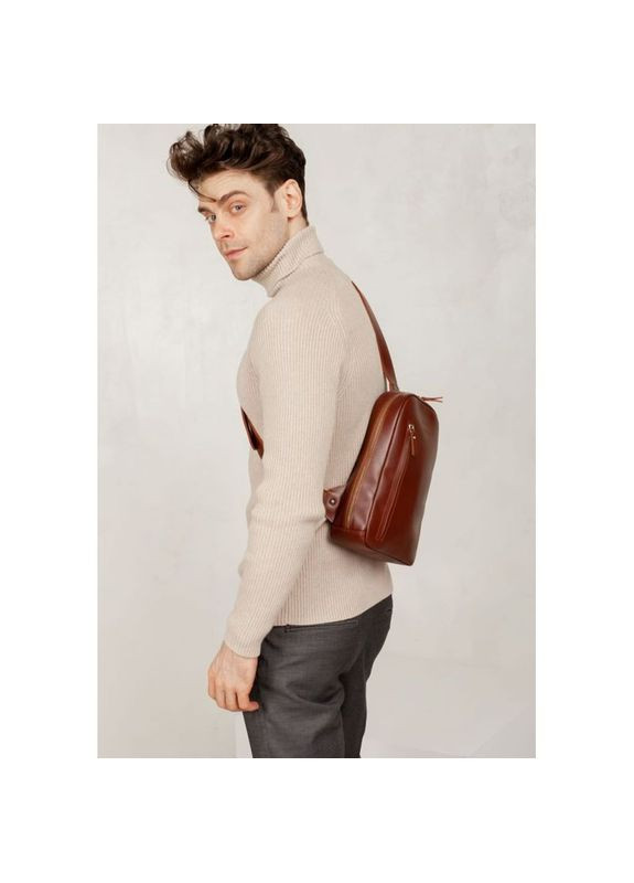 Сумка чоловіча через плече шкіряна слінг Chest bag світло-коричнева The Wings (302007254)