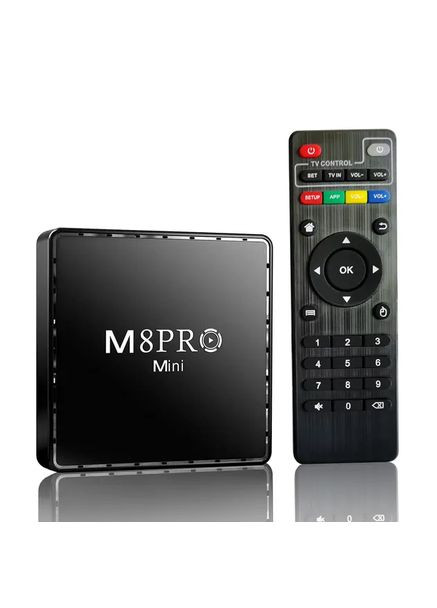 Ігрова андроїд ТВ приставка з Android TV + 2 джойстики M8PRO Mini ретро консоль PS1, Dendy, Sega Esonstyle (363834133)