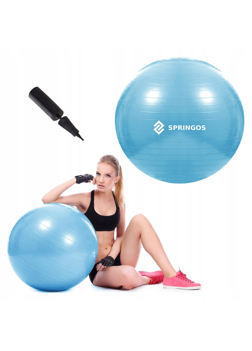 Мяч для фитнеса (фитбол) Anti-Burst Sky Blue Springos FB0006 (345715484)