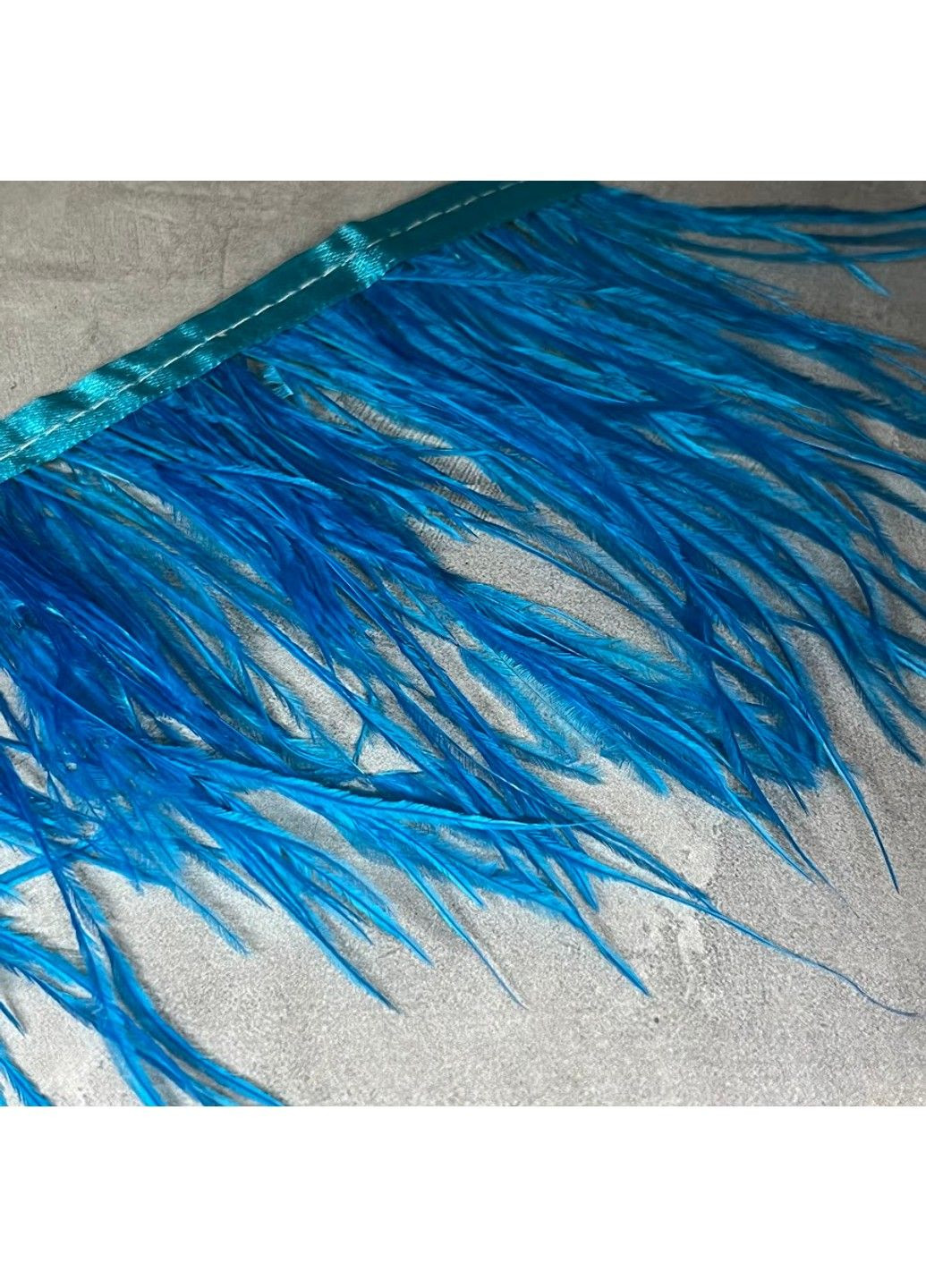 Перо страуса на ленте 7-8 см, цвет-темно-голубой, (отрезок 25 см) No Brand (316702654)