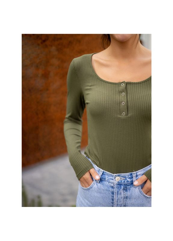 Оливковий базова кофтинка на кнопках, розмір одягу m, колір чорний Badger (354697620)