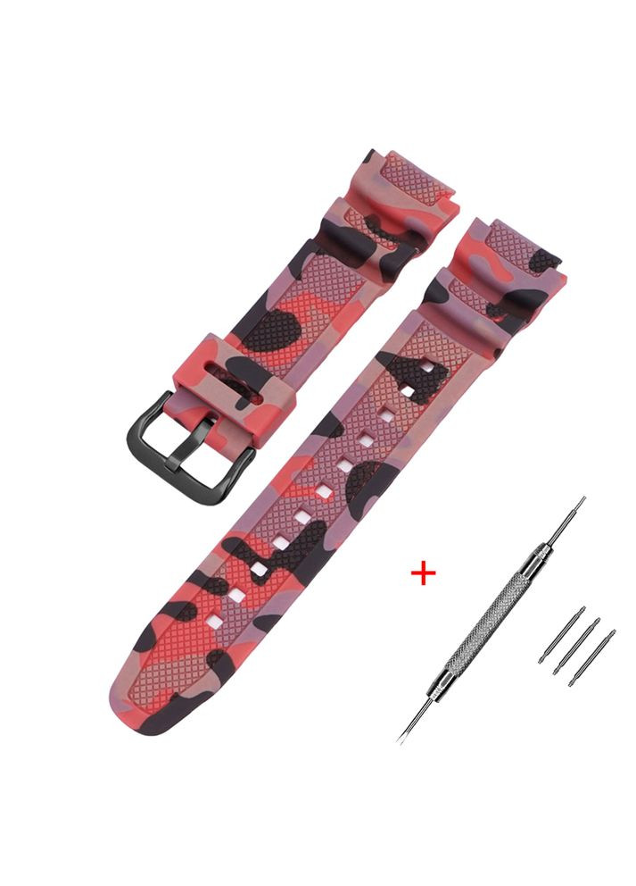Ремінець для годинника Casio G-Shock Camo Red полімерний унісекс для чоловіків та жінок чорний пряжка ProDobro (367267806)