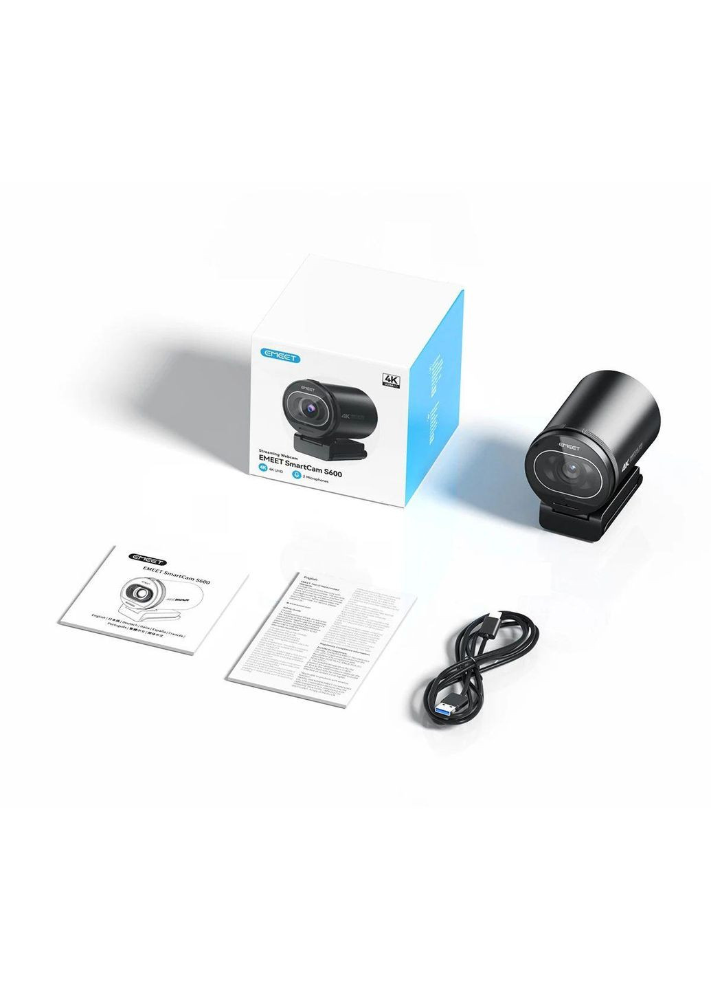 Веб-камера S600 4K 1080P 60FPS автофокус, з мікрофоном та захисною шторкою EMEET (363176661)