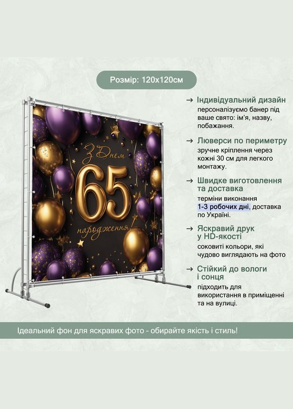 Баннер для фотозоны "С Днем рождения" | 1.2×1.2 м | Праздничный фон №42036 Vinylpex (360982278)