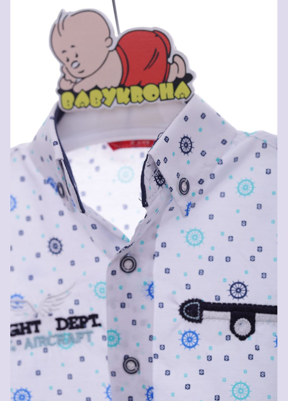 Белая повседневный рубашка с геометрическим узором BABYKROHA