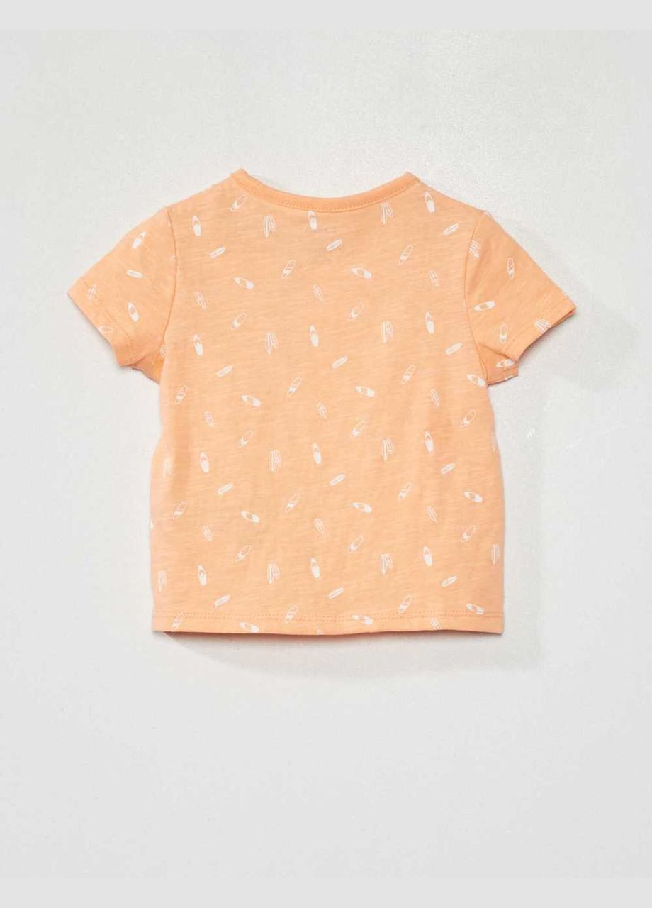 Персиковая футболка,персиковый в узоры, Kiabi