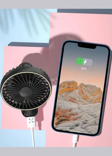 Вентилятор аккумуляторний USB з дисплеєм Fan F18 чорний 2000mAh No Brand (316714921)