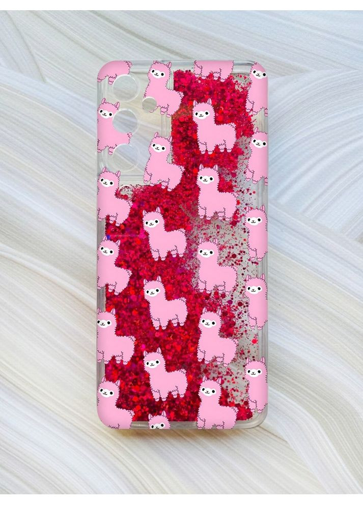 Чохол з плаваючими блискітками на Samsung Galaxy A25 (A256) Рожевий Лами рожеві (принт 101) CASE CONTROL (360708839)