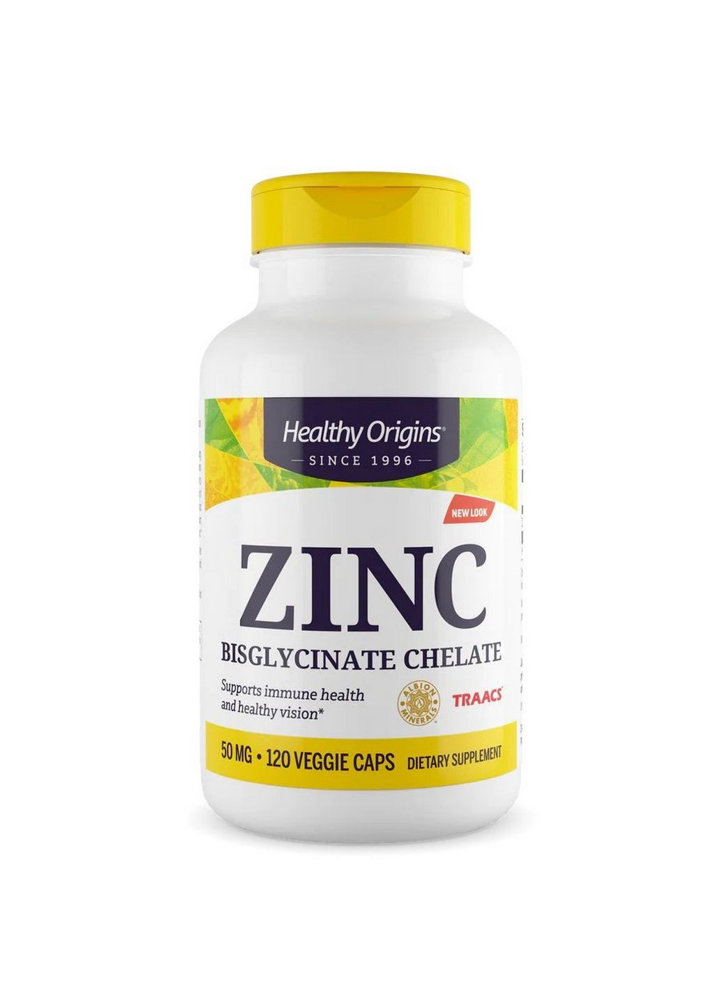 Вітаміни та мінерали Zinc Bisglycinate Chelate 50 mg, 120 вегакапсул Healthy Origins (293478037)