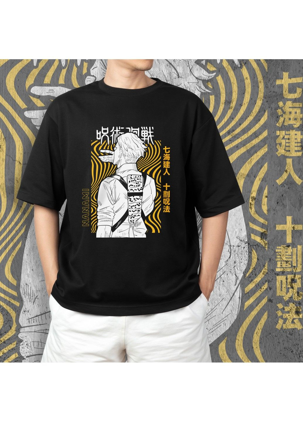 Чорна футболка з принтом магічна битва - кенто нанамі No Brand
