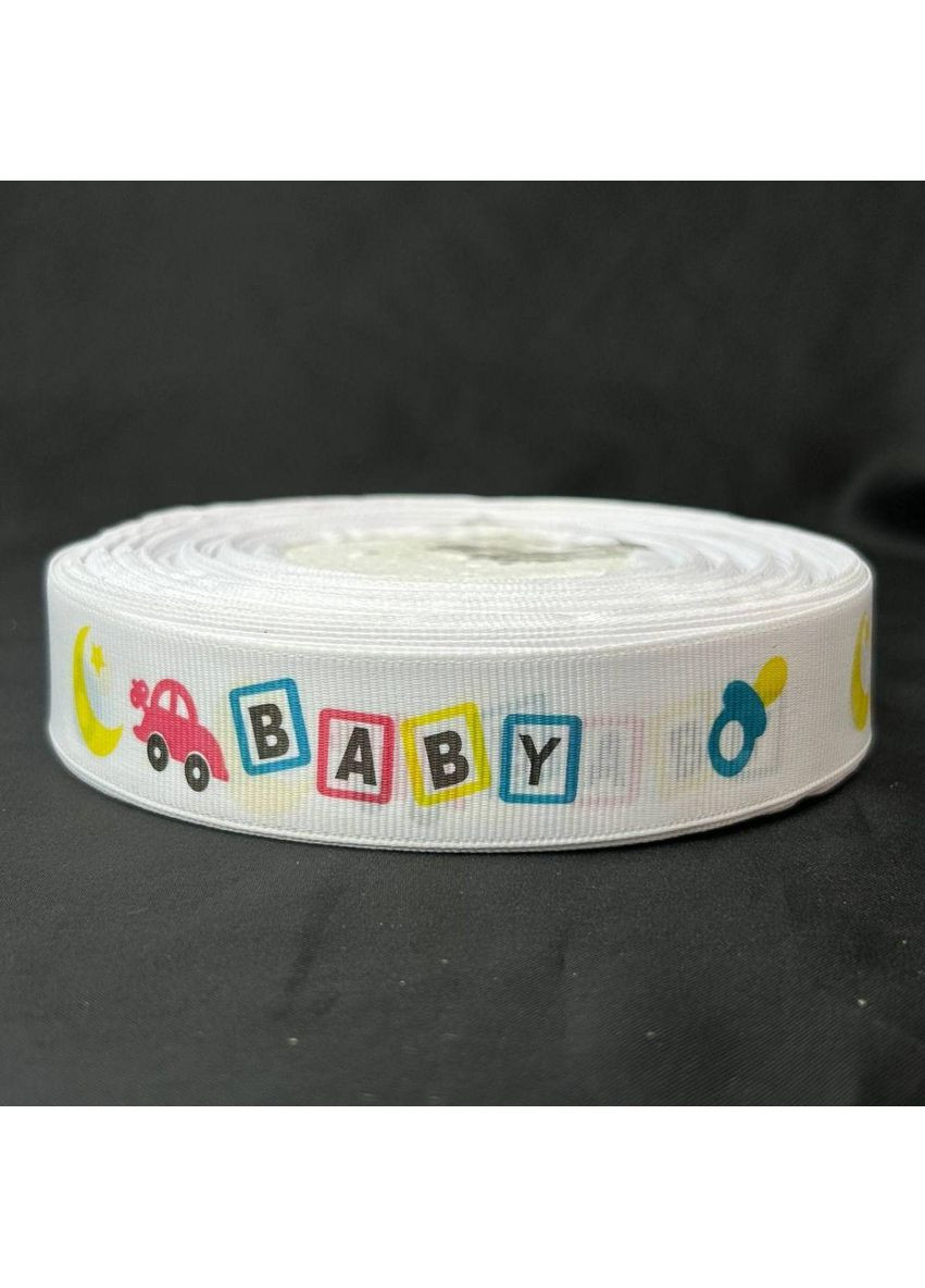 2,5 см Лента репсовая с принтом на отрез - #735 белый Plus-plus (352746724)