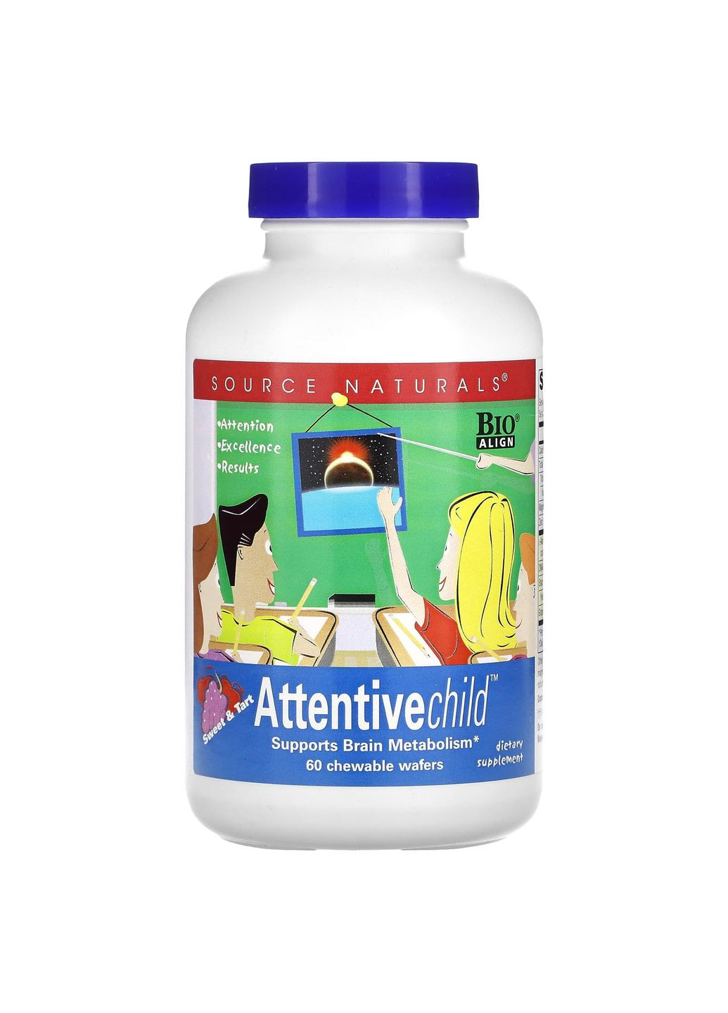 Внимательный ребенок, Attentive Child,, вкус сладкий, 60 жевательных таблеток Source Naturals (362370427)