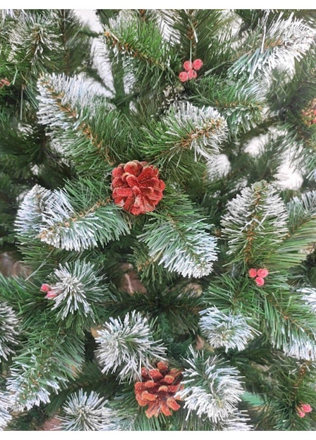 Ялинка Кармен з шишками і червоною калиною 1.80м Зелена ялинка штучна з натуральними шишками та підставкою Xatynka (363057985)