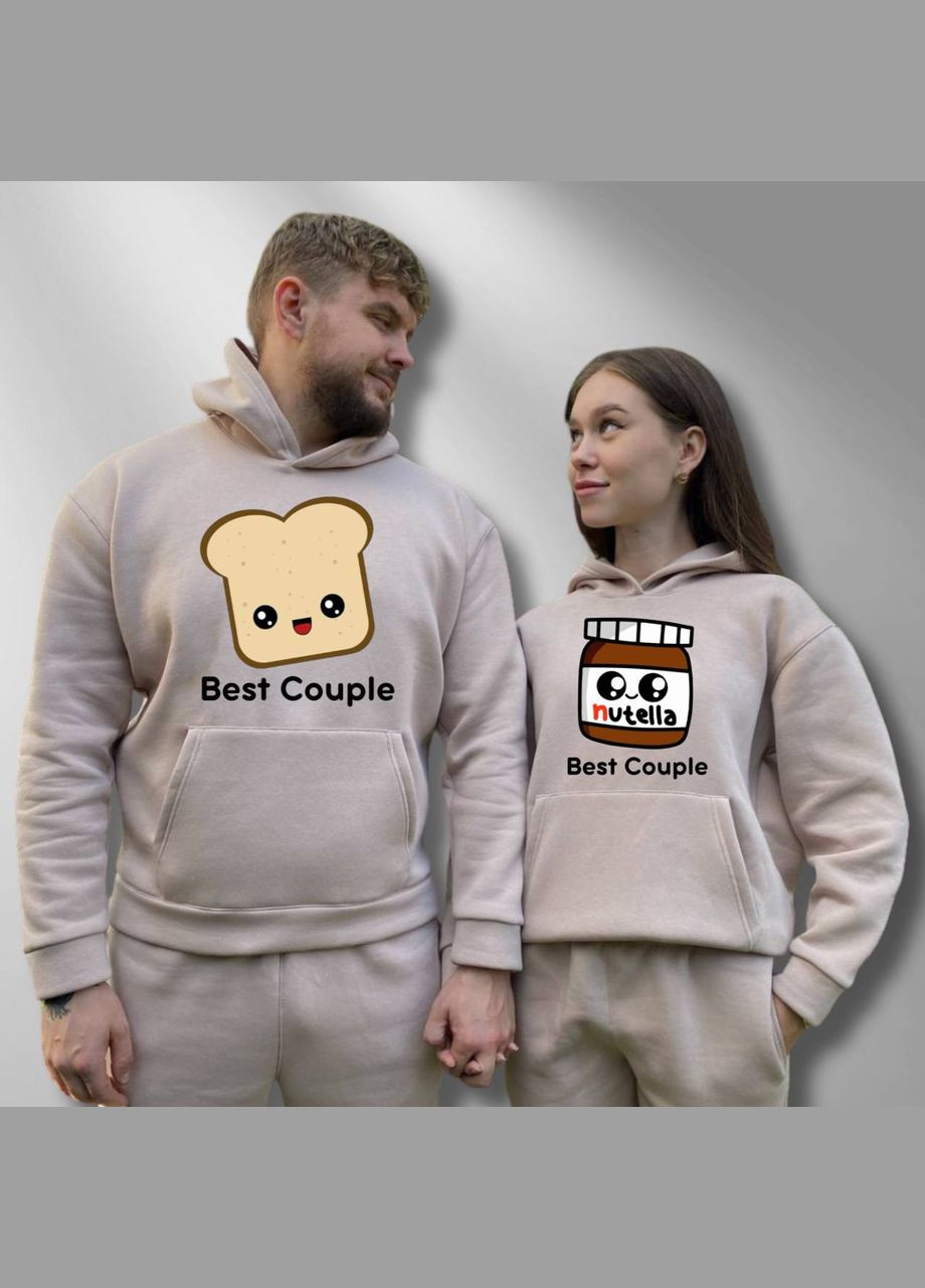 Парные тощие теплые с капюшоном, Таш, принт "Best Couple" (507) Hand Made (358896157)