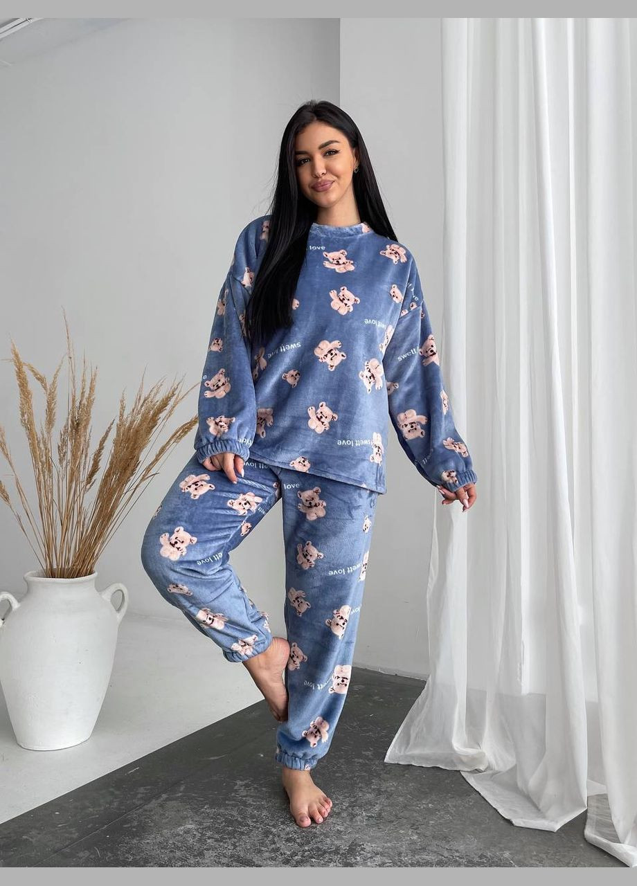 Блакитна всесезон піжама кофта + брюки No Brand