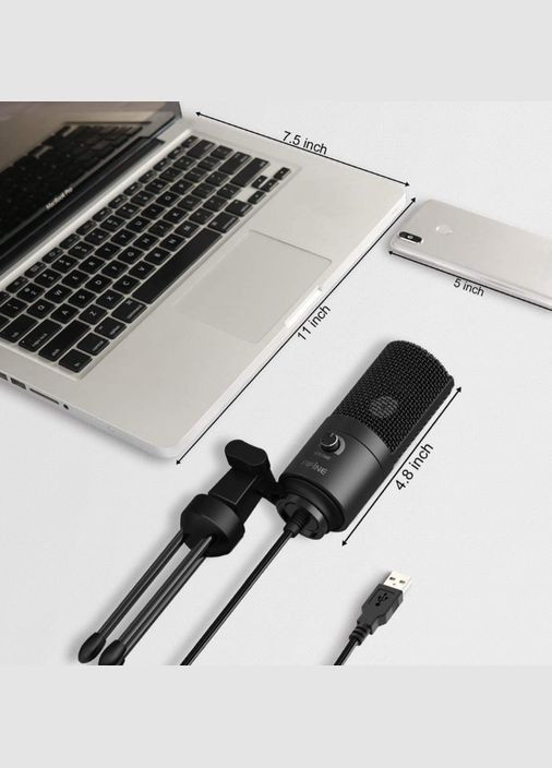 Микрофон конденсаторный K669B студийный, с регулятором громкости Fifine (300370054)