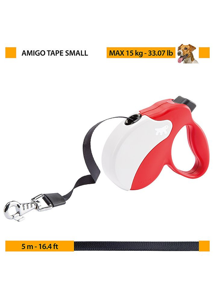 Поводир - рулетка для собак з стрічкою Amigo Tape (Ферпласт Аміго Тейп) 14 х 3.6 x h 12 см - S, чорний Ferplast (298053763)