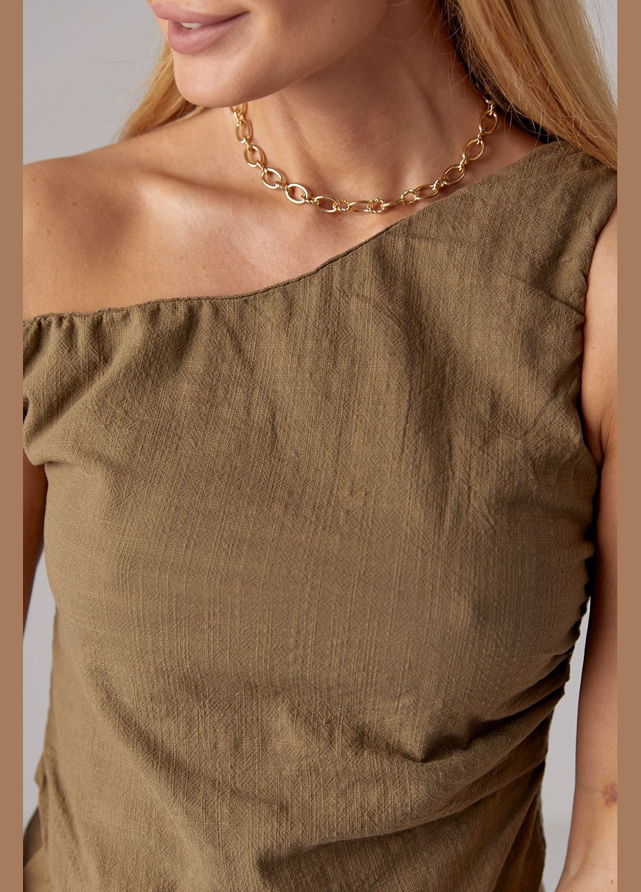 Жіночий лляний костюм із шортами та асиметричним топом Liton (296658532)