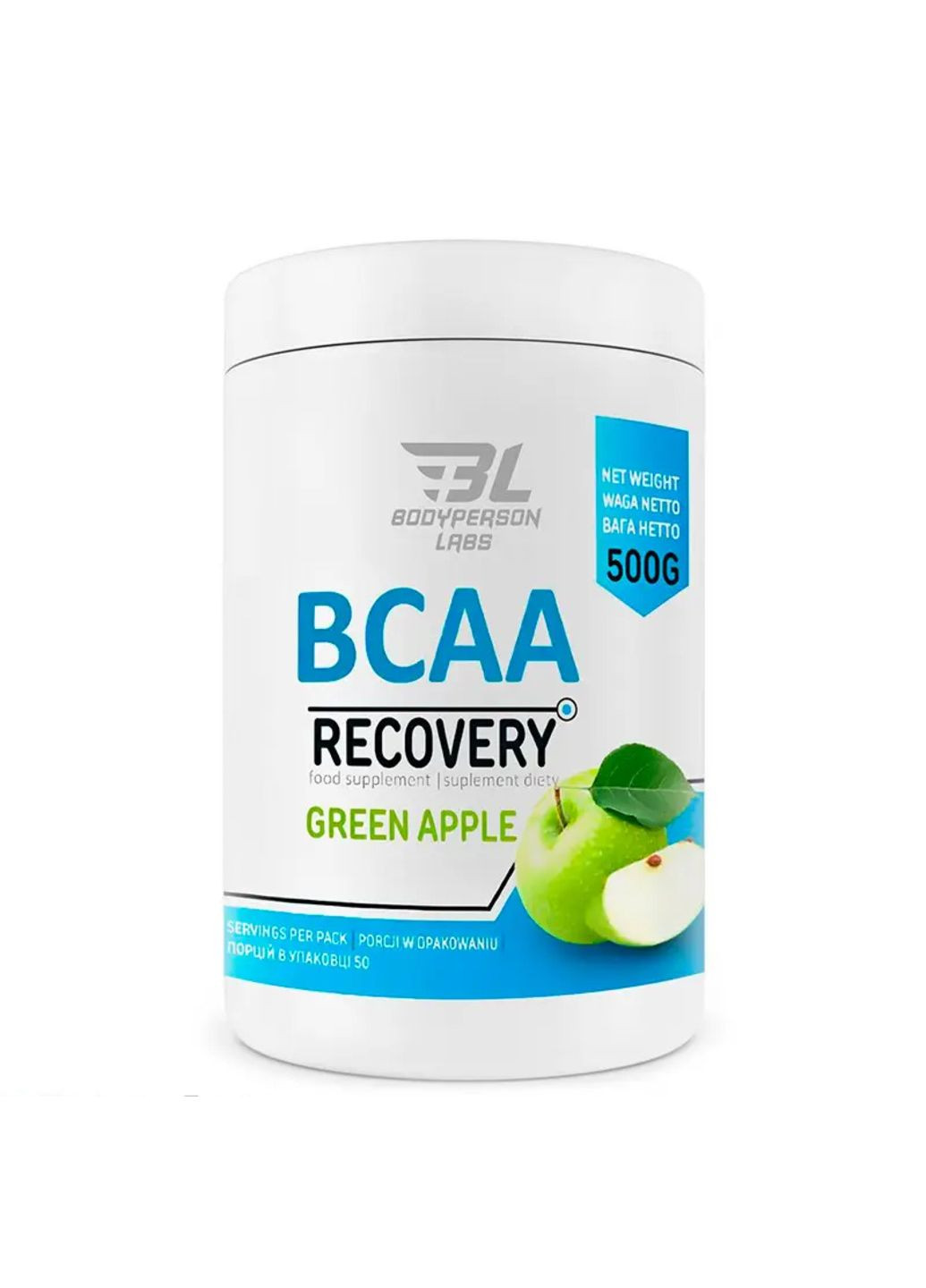BCAA Recovery - 500g Green apple амінокислота для спортсменів Bodyperson Labs (284725602)