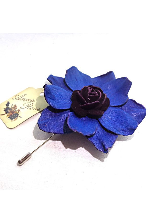 Брошка квітка зі шкіри ручної роботи "Пурпурова Троянда" No Brand (349842345)