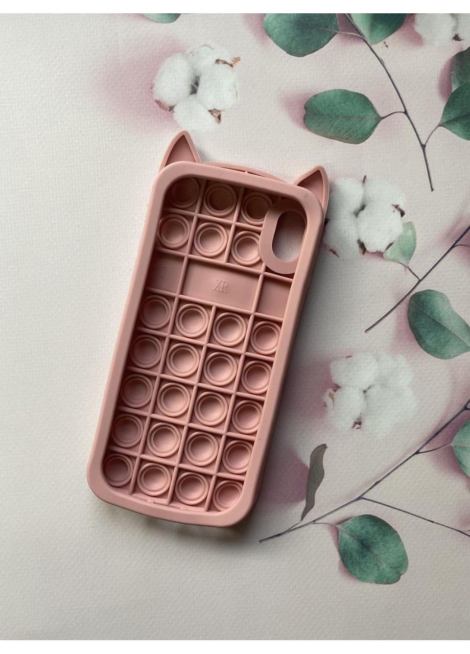 Силіконовий чохол Поп іт Антистрес Поп-Іт Pop It для iPhone XR Попіт Котик рожевий Creative (359487243)