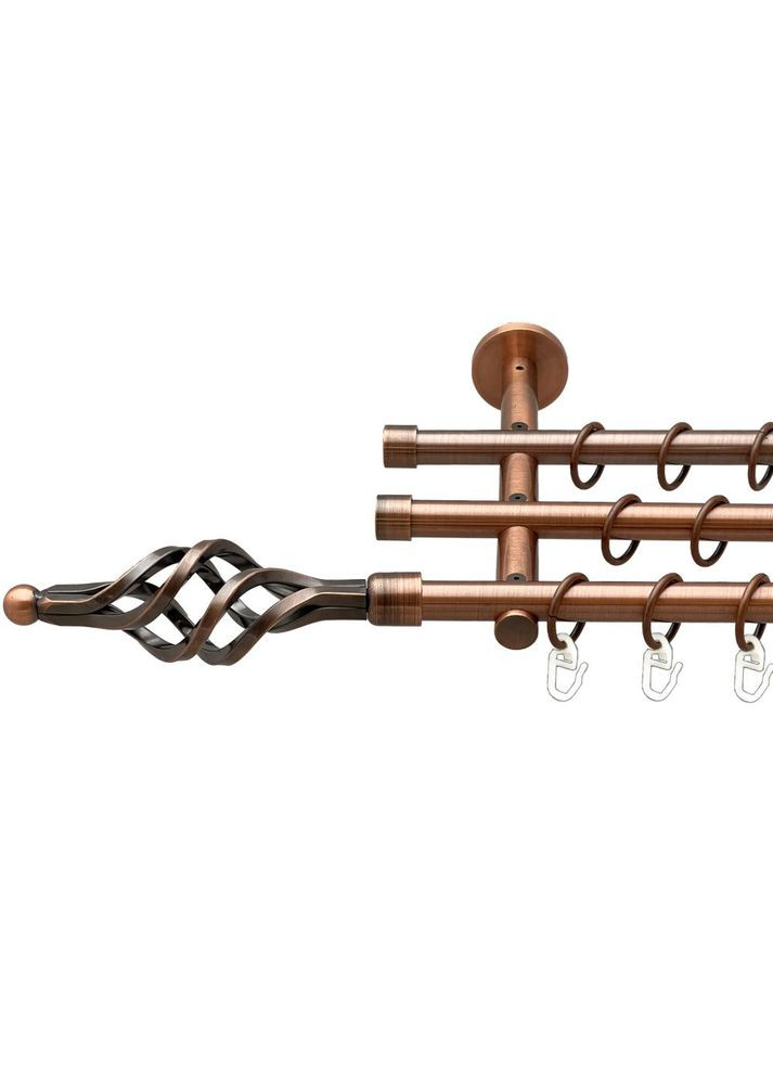 Карниз Ажур Мала металевий трирядний циліндр (20 см) гладка труба Мідь 16\16\16 мм 200 см (00-00020283) ORVIT (300689506)