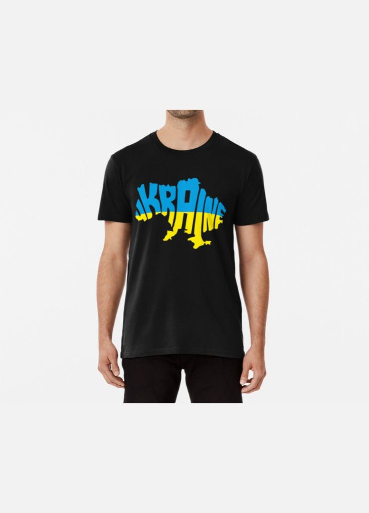 Чорна чоловіча патріотична футболка з принтом ukraine map мапа україни синьожовта Stedman