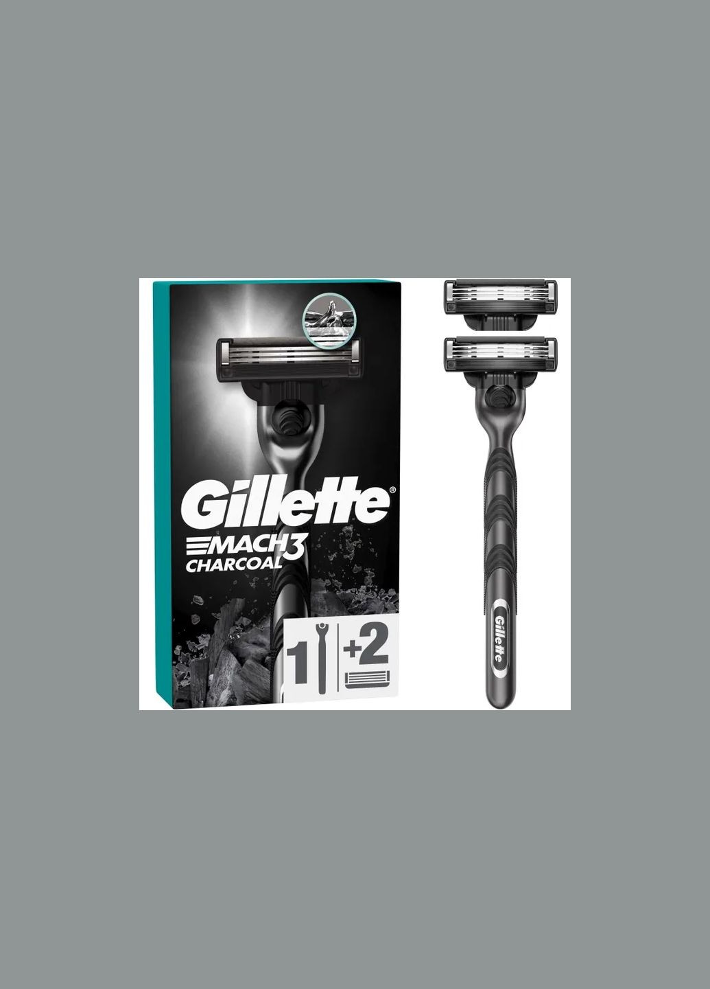 Станок для бритья Mach3 Charcoal с 2 сменными картриджами Gillette 8700216074308 (337709809)