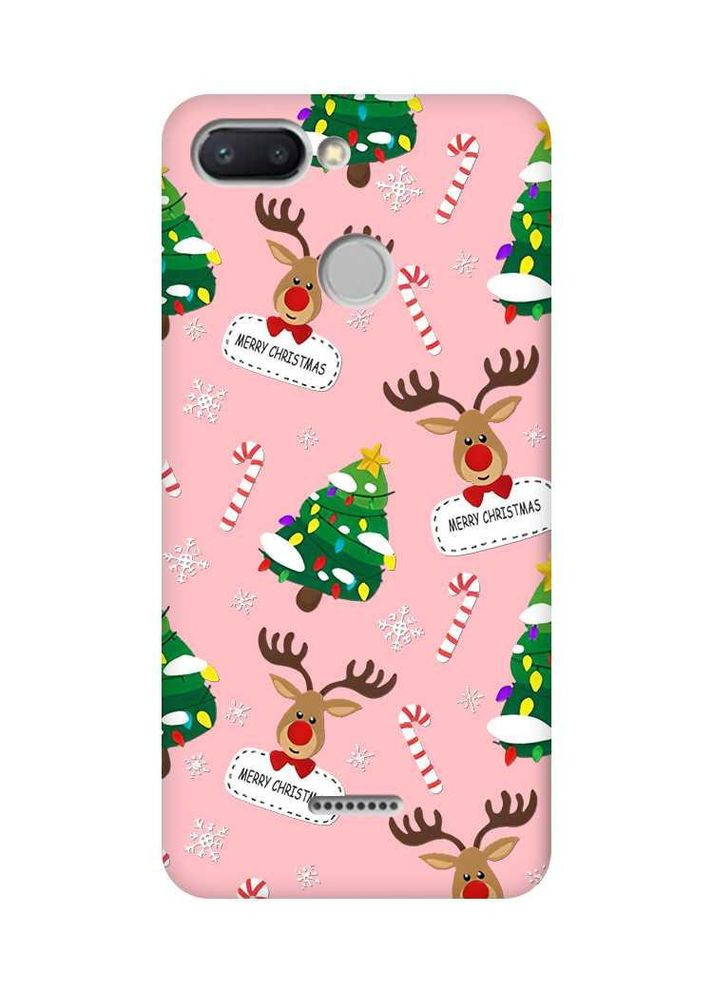 Матовий рожевий чохол на Xiaomi Redmi 6 Різдвяний фон (новорічний принт 154) Creative (362967766)