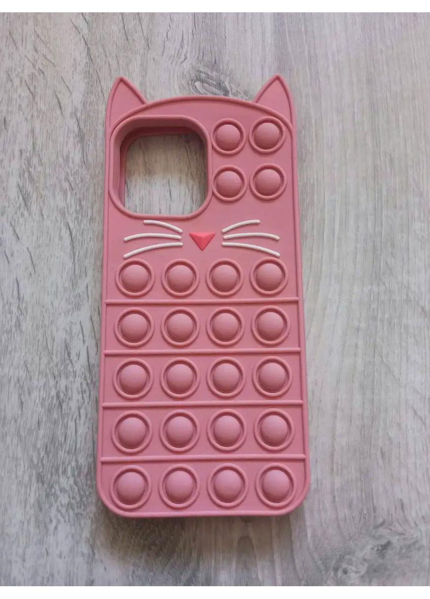 Чохол Pop it для 13 Pro Max антистрес силіконовий Котик Попіт рожевий No Brand (360896681)
