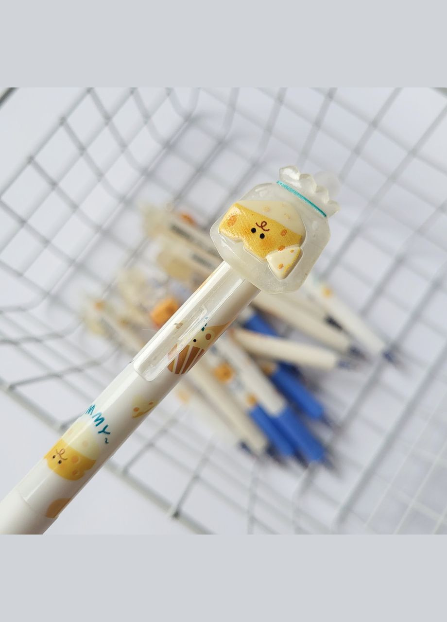 Гелева ручка пиши-стирай в корейському стилі з об'ємною фігуркою сир, синя гелева паста No Brand (320916996)