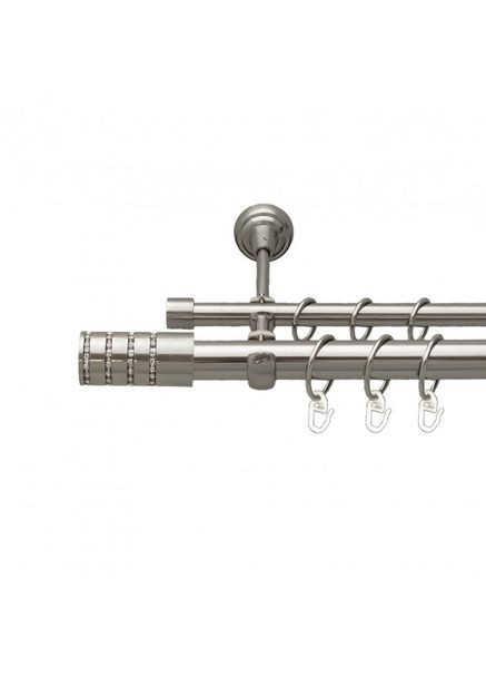 Карниз для штор Барамелла металлический двухрядный гладкая труба кольцо металлическое Сталь 25\19 мм 240см ORVIT (299335397)