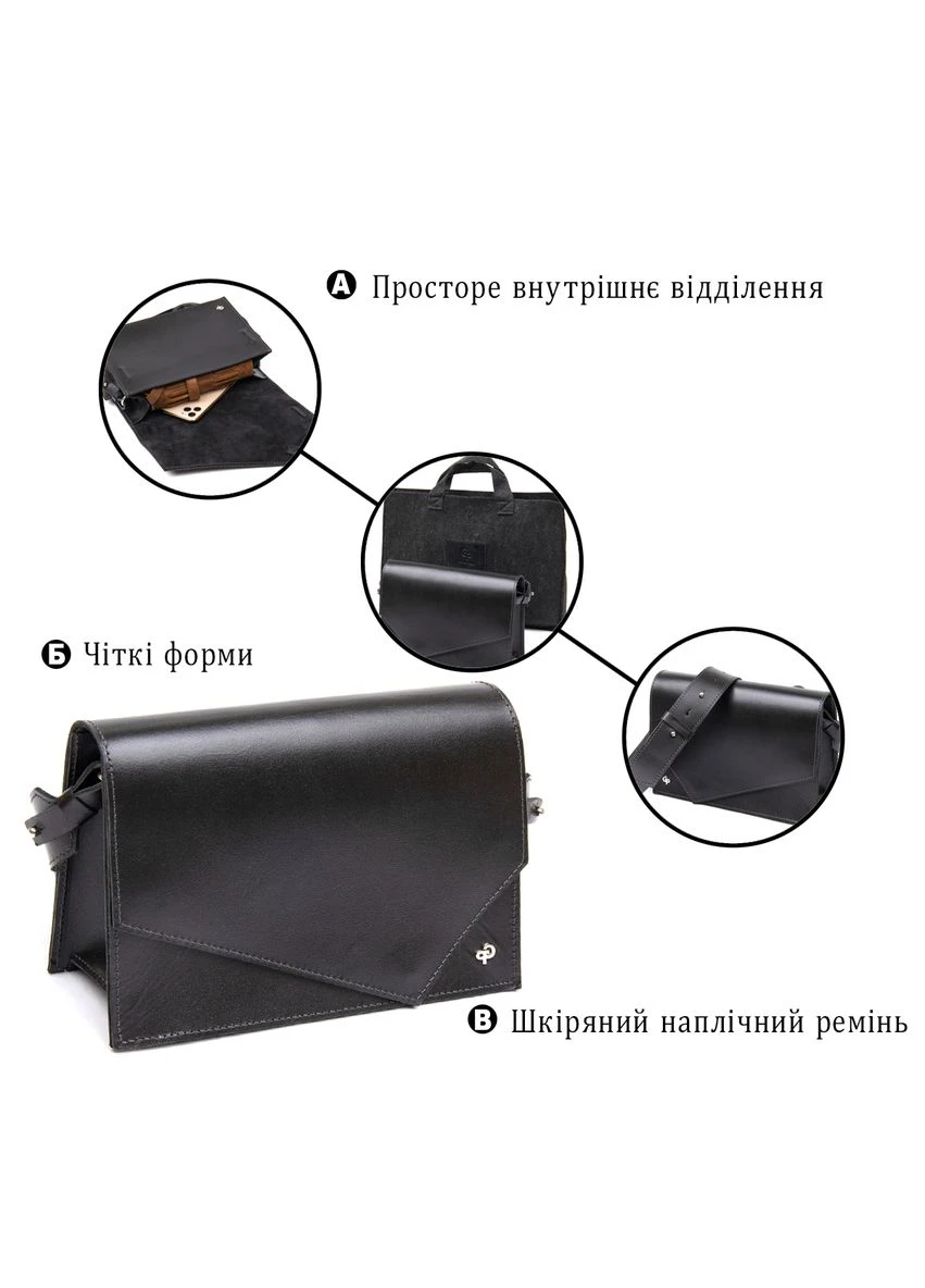Женская сумка через плечо из натуральной кожи с магнитным замком черная (sku_11434) No Brand (329853501)